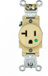 Leviton 8310-I 20 Amp, 125 Volt, Extra Heavy Duty Hospital Grade, Single Receptacle, Straight Blade, Self Grounding, Ivory