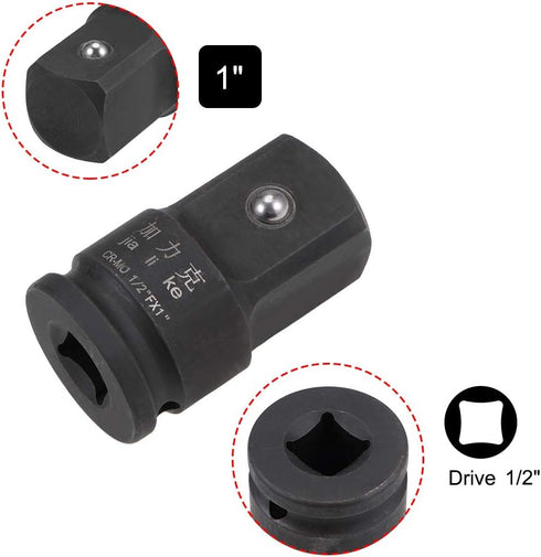 uxcell 1/2" Drive (Female) x 1" (Male) Impact Socket Adapter for Air Impact Wrenches, Breaker Bars, Ratchets