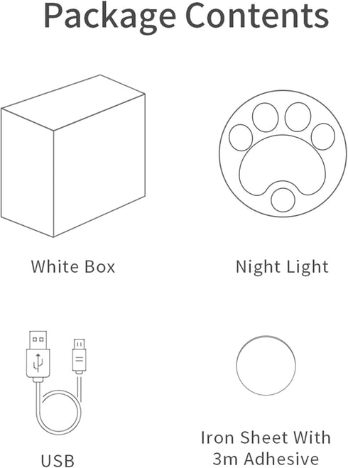 Attivolife Cat Paw Motion Sensor Night Light with Magnetic, USB Rechargeable & Cordless LED Lamp, Cute Kids Wall Light
