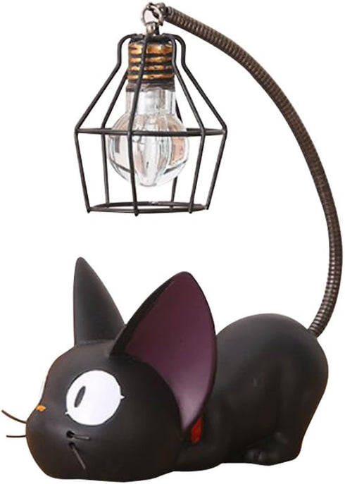 Resin Cat Design Lamp, Creative Night Light Table Bedside Lamp for Reading (Iron Wire Lampshade)