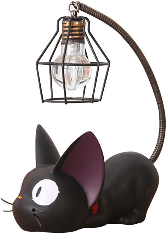 Resin Cat Design Lamp, Creative Night Light Table Bedside Lamp for Reading (Iron Wire Lampshade)