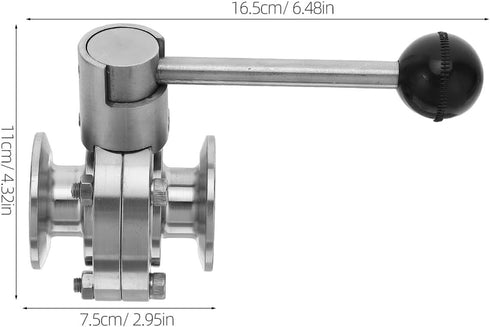 304 25 Stainless Steel Sanitary Butterfly Valve Standard Type with Lever Handle Quick Clamp for Brewery Beer Wine Dairy