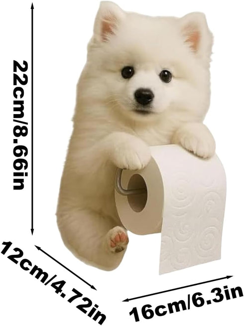 Generic 3D Dog Toilet Paper Holder, Cute Puppy Wall Mounted Toilet Roll Dispenser, Funny Dog Paper Towel Rack Home