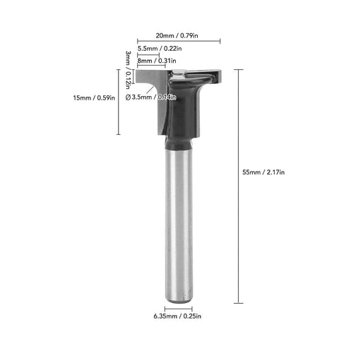 1/4 Inch 3/8 Inch 1/2 Inch T Slot Keyhole Router Bit Shank Blades Diameter T Slot Cutter Router Bit Wood Milling Cutter