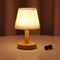 Small Table Lamp, Wooden Bedside Lamp with Linen Shade, Mini Desk Night Light for Bedroom and Living Room