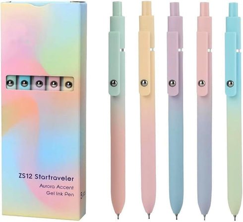 sencoo 5 Pack Blue Gel Pens and Refills, 0.5mm Fine Point Quick Drying Ink Smooth Writing Student Pens