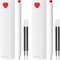 Kaco FIRST Gel Ink Pens, 2 Pieces Cute Heart Pen Set with 4 Extra Black Refills (2 White)