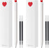Kaco FIRST Gel Ink Pens, 2 Pieces Cute Heart Pen Set with 4 Extra Black Refills (2 White)
