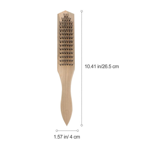 5 10.4" Pcs Wire Brush for Rust Removal, Heavy Duty Steel Wire Scratch Brush with Curved Wood Handle, Metal Bristle
