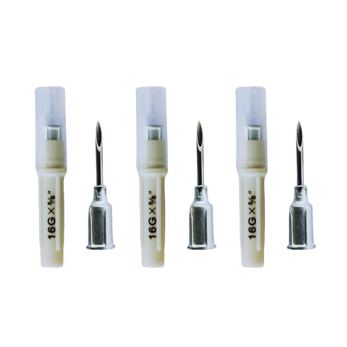 Veterinary Aluminum Hub Needle, 16G x 5/8 inch, Individual Sheath, 100 per Box, AHN1616