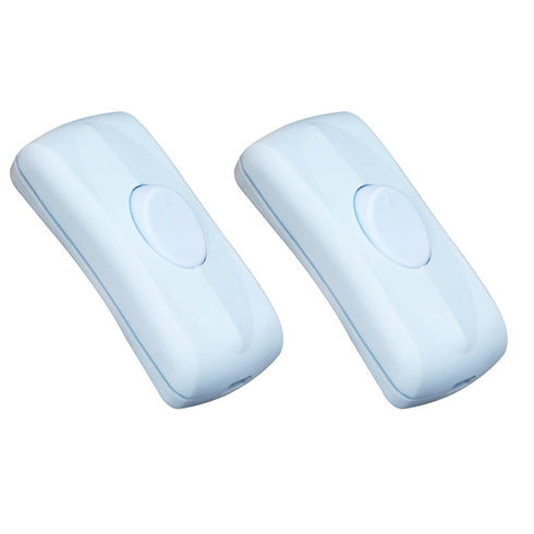 2 Pcs Inline Switch, White Cord Appliance Switch, Button ON Off for Lamp, Rated 2A 250V, Replacement for LED Electrical