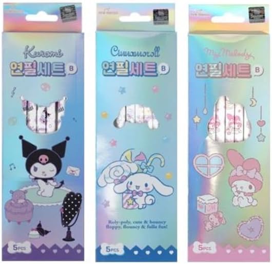 Set of 3 Cute Hexagonal Pencils, 5 Pcs Per Box, 15 Count (Package May Vary)