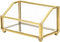 Hipiwe Glass Business Card Holder Stand - Gold Metal Frame Name Card Display Organizer for Office Desktop, Fits 80-100