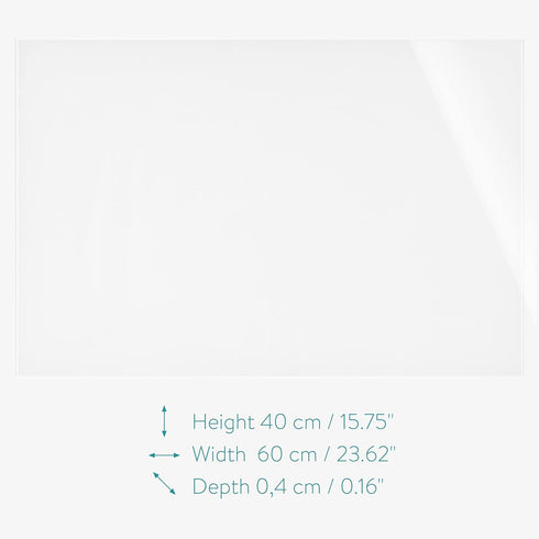 Navaris Frameless Magnetic White Glass Board for Wall - 16" x 24" for Home, Office, Kitchen, School - Includes 5