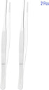 2 PCS 7.1 Inch 304 Stainless Steel Tweezers, Blunt Serrated Tip, Multipurpose Tool for Garden, Home, Lab, Craft Repair