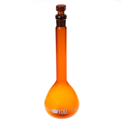 ALWSCI 100 ML Volumetric Measuring Flask Set, Amber Graduated ASTM Class A Borosilicate Glass 3.3, 2 PCS