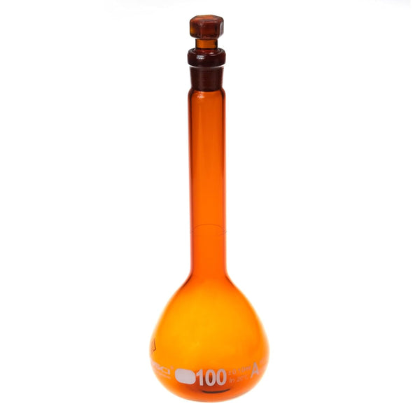 ALWSCI 100 ML Volumetric Measuring Flask Set, Amber Graduated ASTM Class A Borosilicate Glass 3.3, 2 PCS