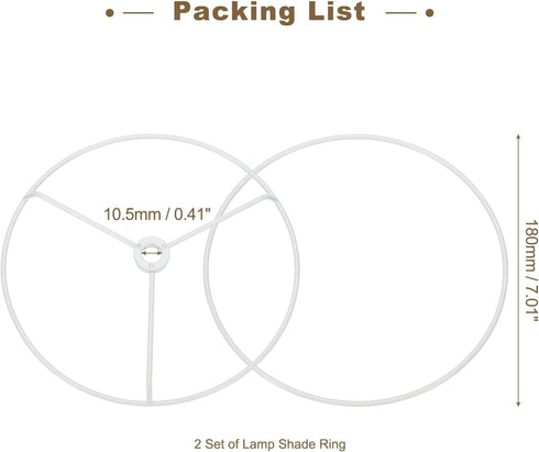 7 Inch 2 Set PATIKIL Lamp Shade Ring, Metal Lamp Shade Frame Wire Lampshade Frame DIY Drum Strong Ring Lampshade Holder