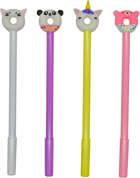 Maydahui 12PCS Cute Animal Donuts Gel Pen, Fun Food Pens, Panda Bear Cat Unicorn Style, Black Ink for Party School
