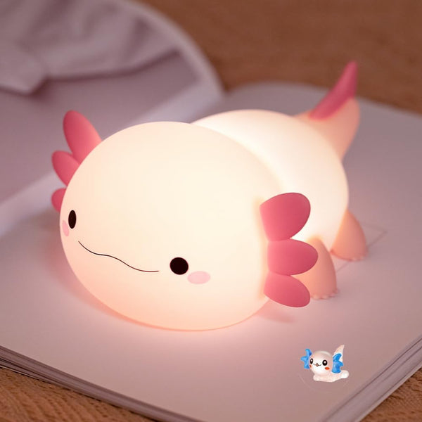 magical JD Axolotl Night Light for Kids Bedroom, Animal Silicone Nursery Night