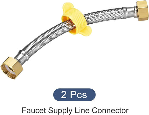 Faucet Supply Hose Connector 2Pcs 200mm/8" 304 Stainless Steel G1/2 Female Water Supply
