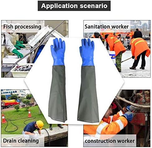 Long Rubber Drain Cleaning Gloves, Waterproof Elbow Length Insulated Gloves (27 Inch)