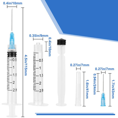 24 Pack Disposable 2.5 ml Syringes with Needle 23G 1”, Sterile Luer Lock Syringe Individually Packaged for Labs, Liquid
