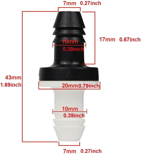 3/8" 10mm Inline Vacuum Barbed Check Valve - 1Pcs/2Pcs/5Pcs ABS One Way Water Non-Return Breather Valve