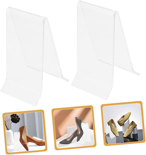 SHINEOFI 8pcs Acrylic Shoe Display Stands Small A-shape Sneaker Shelf Organizer for Retail Store High Heels Sandals