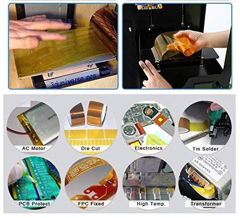 MS WGO High Temperature Heat Resistant Tape PI Film Insulation Tape Sublimation Dye Mug Electronic Polyimide Tape, 2