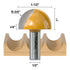 1/2 inch 1-1/2 inch 1 Fivepears Core Box Router Bit with Shank Cutting Diameter Cutting Length for DIY Woodwork