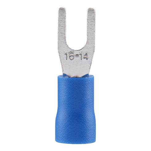Baomain SV 2-3.5 Spade Terminal Vinyl Insulated, Single Crimp 1.5-2.5 mm², 16-14 Wire Size, Blue (100PCS)