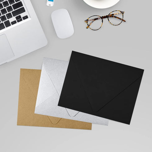 LUXPaper A2 Contour Flap Invitation Envelopes | Midnight Black | 4 3/8" x 5 3/4" | 80lb. Text | 50 Qty