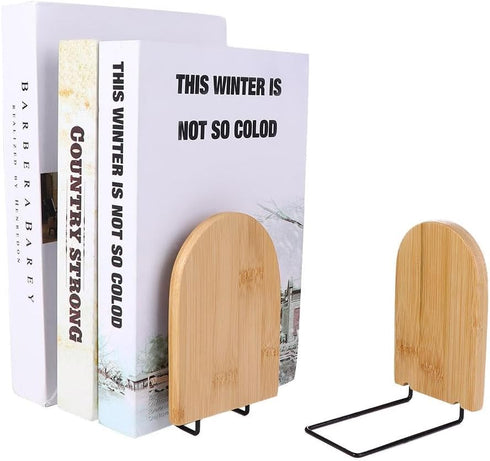 Kopida Non-Skid Bookend for Shelves, Wood Bookends, Book Stand for Books, Book Holder Desk Storage Student Stationary