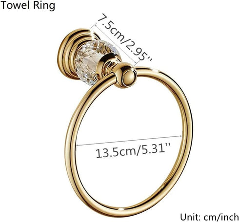 Set 2 WOLIBEER Crystal Gold Toilet Paper Holder Hand Towel Ring Crystal Bathroom Accessories Modern Paper Towel Holder