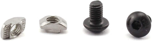 2020 Series Black L Shape Joint Plate Bracket Kit - 4pcs Joint Plate, 20pcs M5 T-Slot Nuts