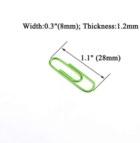 HAHIYO 150 Pack Green Paper Clips, 1.1" (28mm) Length, Vinyl Coated, Sturdy for Bookmark Organizing Home Office School