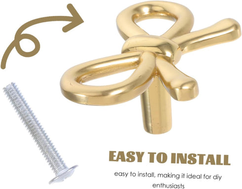 NUOBESTY Brass Bowknot Drawer Pulls Stylish Cabinet Knobs for Dresser Shoe Cabinet Bedside Table Easy to Install