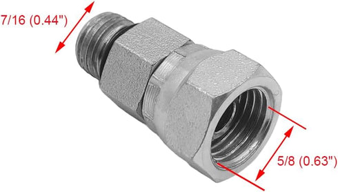 (2-PACK) 6900-04-06-O Hydraulic Hose Adapter Fitting 1/4" Male O-Ring Boss (7/16"-20UNF)×3/8" NPSM Female Pipe Swivel (3/8"-18NPSM) SAE Straight Pipe Joints Tube Connector Carbon Steel by BEITERSTOE