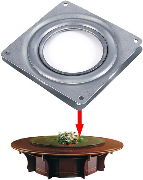 Mrisata 4inch Galvanized Steel Rotating Plate Display Base for Cake, Kitchen Cabinets, Monitor, TV, Painting, and More