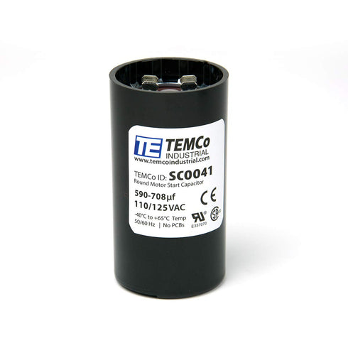 TEMCo 590-708 uf/MFD 110-125 VAC Volts Round Start Capacitor 50/60 Hz AC Electric