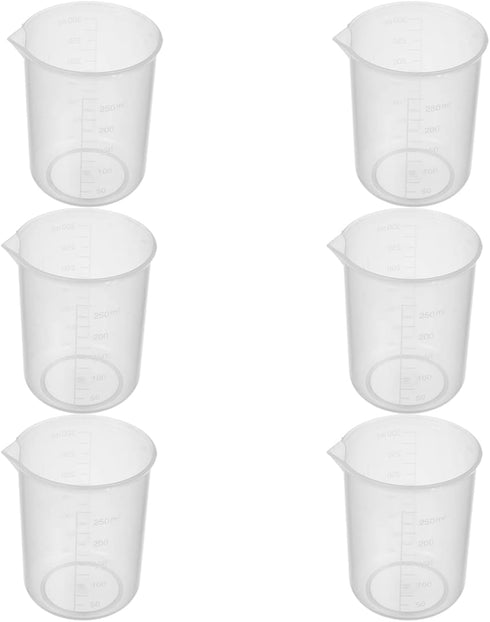 Othmro Measuring Cup, 300ml PP Plastic Graduated Beaker, Transparent, 10pcs