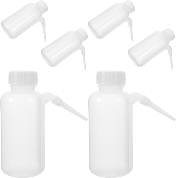 FOMIYES 6pcs 250ml Translucent Polyethylene Wide Mouth Wash Bottles Laboratory Squirt Bottles