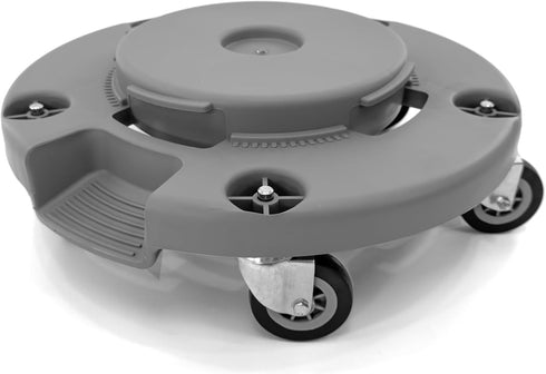 Trash Can Dolly | Heavy-Duty Plastic | 5 Casters | Foot Stabilizer