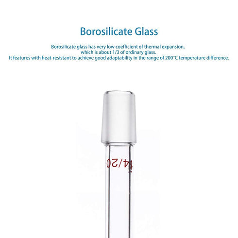 stonylab Glass 14/20 Straight Laboratory Adapter, Borosilicate Glass, 30 mm Between Two 14/20 Ground Inner Taper Joints