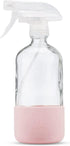 Glass Spray Bottles 16 oz with Silicone Sleeve - Clear Glass Spray Bottles for Cleaning Solutions, Essential Oils, Plants, Vinegar - Refillable - Food Safe (Blush Pink) by Just Like Joan