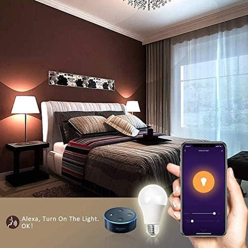 Bulb, Bulbs, E26 A19 60W (4 Pack) Peteme Smart WiFi Alexa Light Led RGB Color Changing Compatible with Alexa, Siri