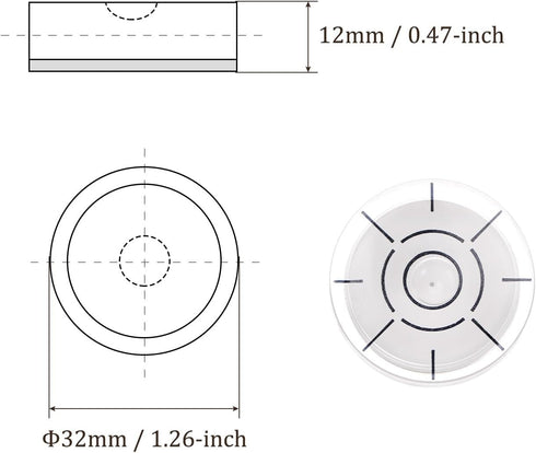 4pcs Small Circular Bubble Spirit Levels, Mini Round RV Leveling Tools for Travel Trailer, White