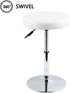 FURWOO Adjustable Height PU Leather Round Stool - Small White Office Chair