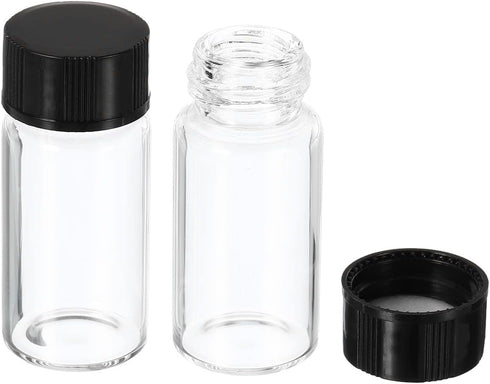 PATIKIL 10 Pack 10mL Clear Round Glass Storage Bottles, Plastic Screw Cap for Lab Home